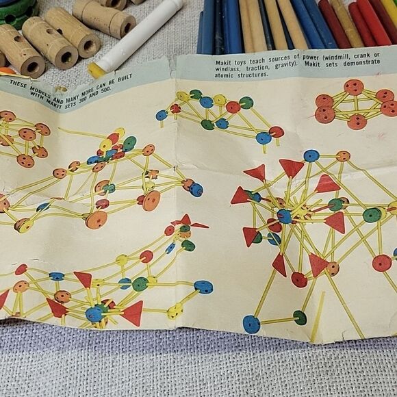 TinkerToy Toy Maker Easy Snap Reusable Wood Plastic No 444 - Picture 10 of 10